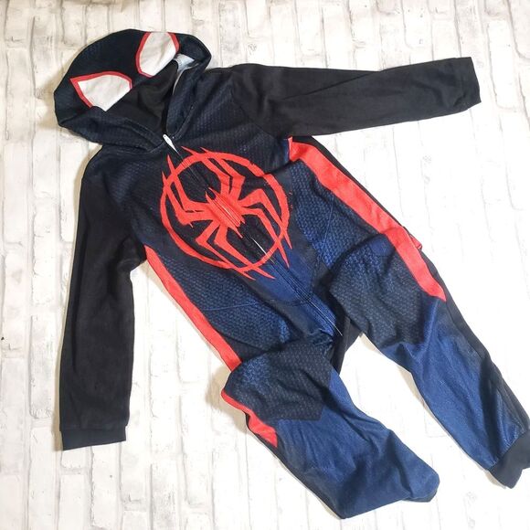 Kids Spiderman Hero Zip up Pajamas - Black and Red - Picture 1 of 3